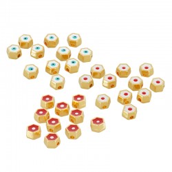 Enameled Zamak Bead Hexagon with Evil Eye 7x6mm Ø1.7mm
