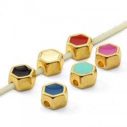 Passant hexagone en Métal/Zamak émaillé 7x6mm (Ø 1,7mm)