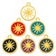Enameled Zamak Charm Round Sun 15mm