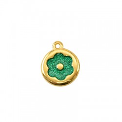 Enameled Zamak Charm Round Flower 15mm