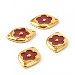 Enameled Zamak Connector Oval Flower 20x15mm