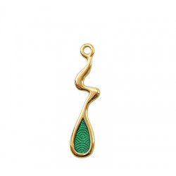 Enameled Zamak Pendant Teardrop 9x35mm
