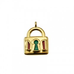 Pendentif cadenas en Métal/Zamak émaillé 18x22mm