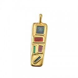 Pendentif irrégulier en Métal/Zamak émaillé 16x45mm