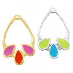 Pendentif en Zamak Émaillé en Forme de Goutte 28 x 45 mm