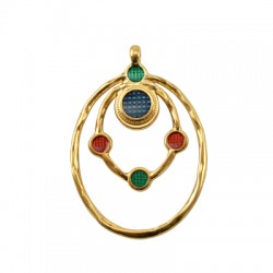 Pendentif ovale en Métal/Zamak émaillé 34x44mm