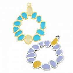 Pendentif rond Irrégulier en Zamak Émaillé 39 x 46 mm