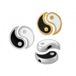 Enameled Zamak Charm Yin Yang 7x12mm Ø1.6mm (2pcs/Set)