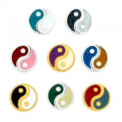 Enameled Zamak Bead Round Yin & Yang 12mm Ø1.6mm