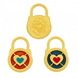 Charm cœur Cadenas en Zamak Émaillé 18 x 26 mm