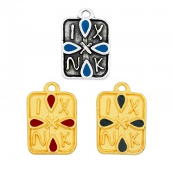 Enameled Zamak Tag Cross 15x20mm