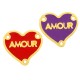 Μεταλλικό Ζάμακ Στοιχείο Καρδιά "AMOUR" με Σμάλτο 28x25mm