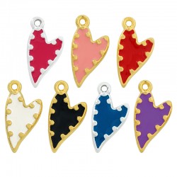 Enameled Zamak Charm Heart 12x20mm