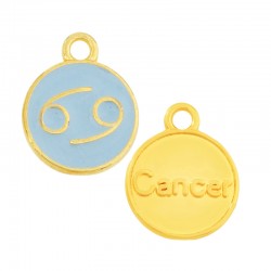 Enameled Zamak Charm Round Star Sign Cancer 12mm