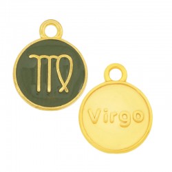 Charm rond en Zamak Émaillé Signe Astrologique Vierge 12 mm