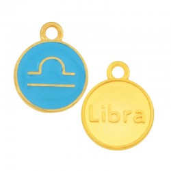 Charm rond en Zamak Émaillé Signe Astrologique Balance 12 mm