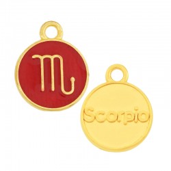 Charm rond en Zamak Émaillé Signe Astrologique Scorpion 12 mm
