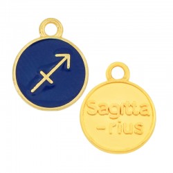 Charm rond en Zamak Émaillé. Signe Astrologique Sagittaire. 12 mm