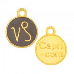 Charm rond en Zamak Émaillé Signe Astrologique Capricorne 12 mm