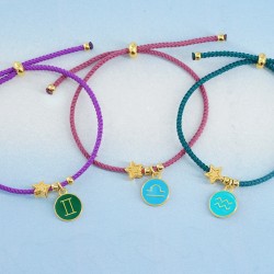 Colgante de Metal Zamak Redondo Zodío Acuario Esmaltado 12mm