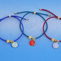 Colgante de Metal Zamak Redondo Zodío Piscis Esmaltado 12mm