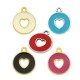 Enameled Zamak Charm Round Heart 14mm