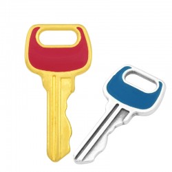 Breloque clé en zamac avec émail 12x24mm
