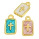 Enameled Zamak Charm Tag with Cross 9x12mm