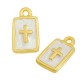Enameled Zamak Charm Tag with Cross 9x12mm