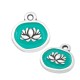 Breloque ronde en zamac avec fleur de lotus et émail 13x11mm