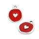 Enameled Zamak Charm Round Heart 13mm