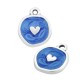 Enameled Zamak Charm Round Heart 13mm