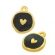 Enameled Zamak Charm Round Heart 13mm