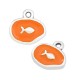 Breloque ovale en zamac avec poisson et émail 13x10mm