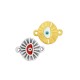 Enameled Zamak Connector Round with Evil Eye 16mm