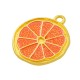 Enameled Zamak Charm Round Slice Fruit Orange 20mm