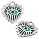 Enameled Zamak Charm Heart with Evil Eye 15mm
