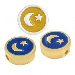Enameled Zamak Slider Round with Moon Star 12mm Ø2mm