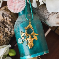 Barre Pendentif Ronde en Zamak Émaillé avec lune et Étoile 30 mm