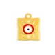 Enameled Zamak Charm Square with Evil Eye Sun 15mm