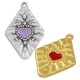 Enameled Zamak Pendant Rhombus with Heart 20x28mm