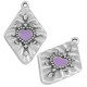 Pendentif en Zamak Émaillé en Forme de Losange avec cœur 20 x 28 mm