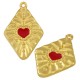 Enameled Zamak Pendant Rhombus with Heart 20x28mm