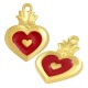 Enameled Zamak Charm Heart with Flames 19x23mm