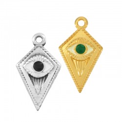 Charm en Zamak Émaillé en Forme de Losange avec Lignes œil Maléfique 16X24Mm