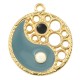 Colgante Redondo de Zamak Esmaltado con yin Yang de 32 mm