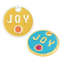 Μεταλλικό Ζάμακ Χυτό Μοτίφ Στρογγυλό “JOY” με Σμάλτο 16mm