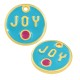 Enameled Zamak Charm Round "JOY" 16mm