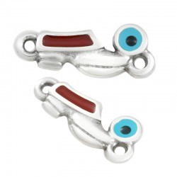 Conector de Metal Zamak Zapato Griego y Ojo Esmaltado 14x7mm