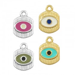 Étiquette Charm en Zamak Émaillé Evil Eye 12 x 13 mm